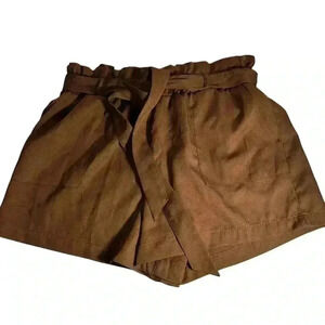 Dizzy Lizzy Paperbag Shorts Brown SZ L Elastic Waist Large With Belt